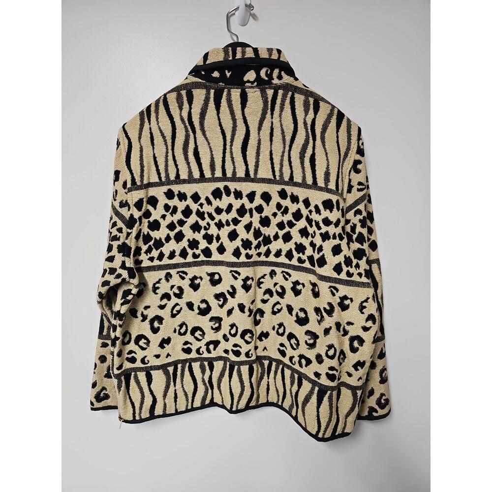 Jane Ashley Vtg Carpet Rug Jacket Sz Large Animal Print Boho Office Work Blazer - Picture 4 of 8